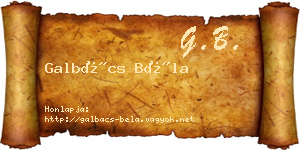 Galbács Béla névjegykártya