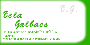 bela galbacs business card
